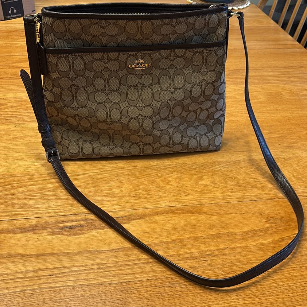 Coach Brown and Beige Signature Crossbody Bag - Picture 6 of 12